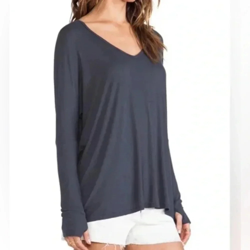 NWOT Michael Lauren Revolve Hyde Long Sleeve Shirt Tee Steel Gray Size XS